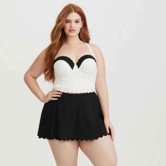 NWT Torrid Black and White Scalloped Tankini ~14W - Picture 4 of 5